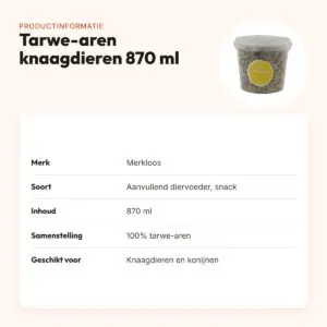 Tarwe-aren voor knaagdieren en konijnen 870 ml – vezelrijke snack – productinformatie