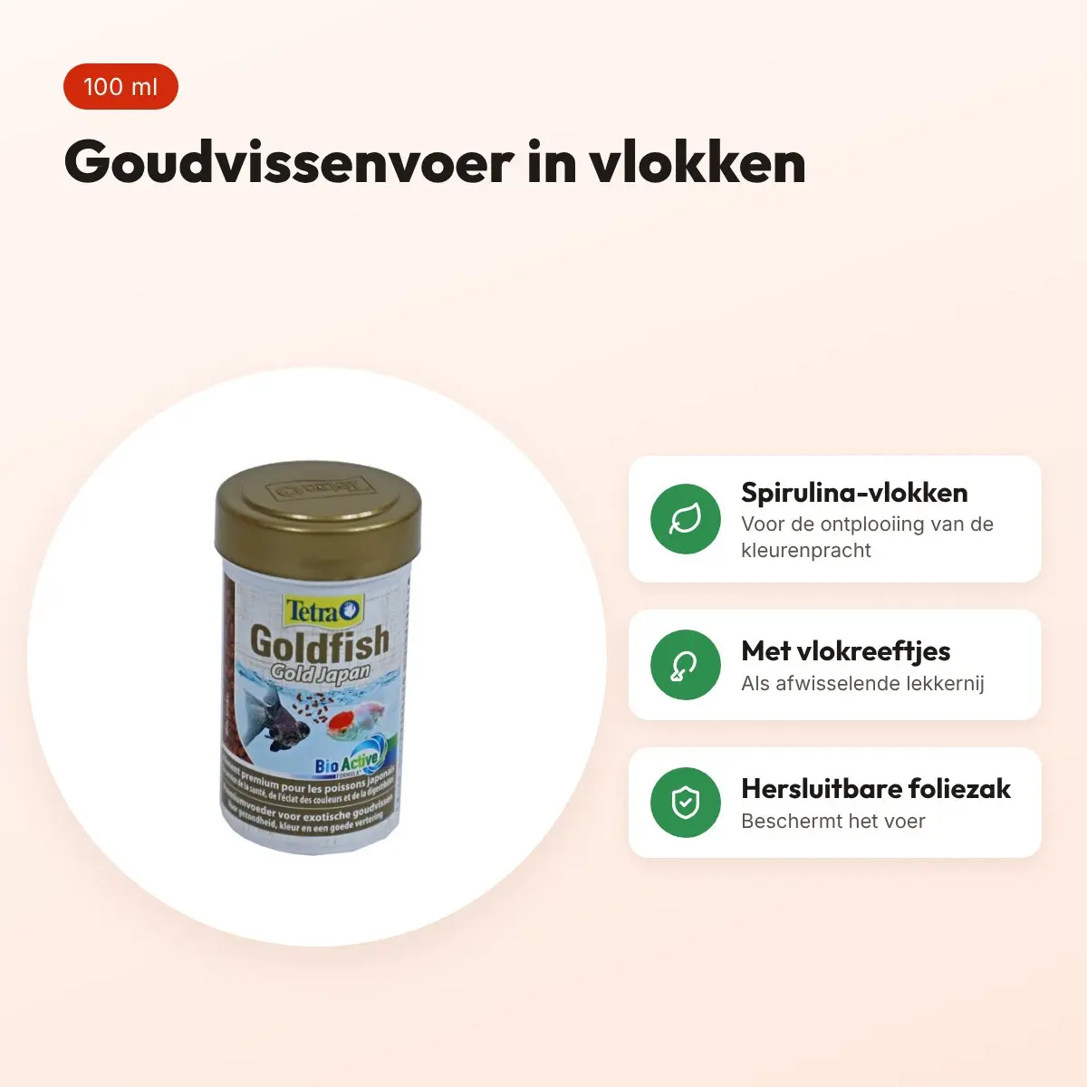 Tetra Animin Gold goudvissenvoer vlokken 100 ml – met spirulina – voordelen