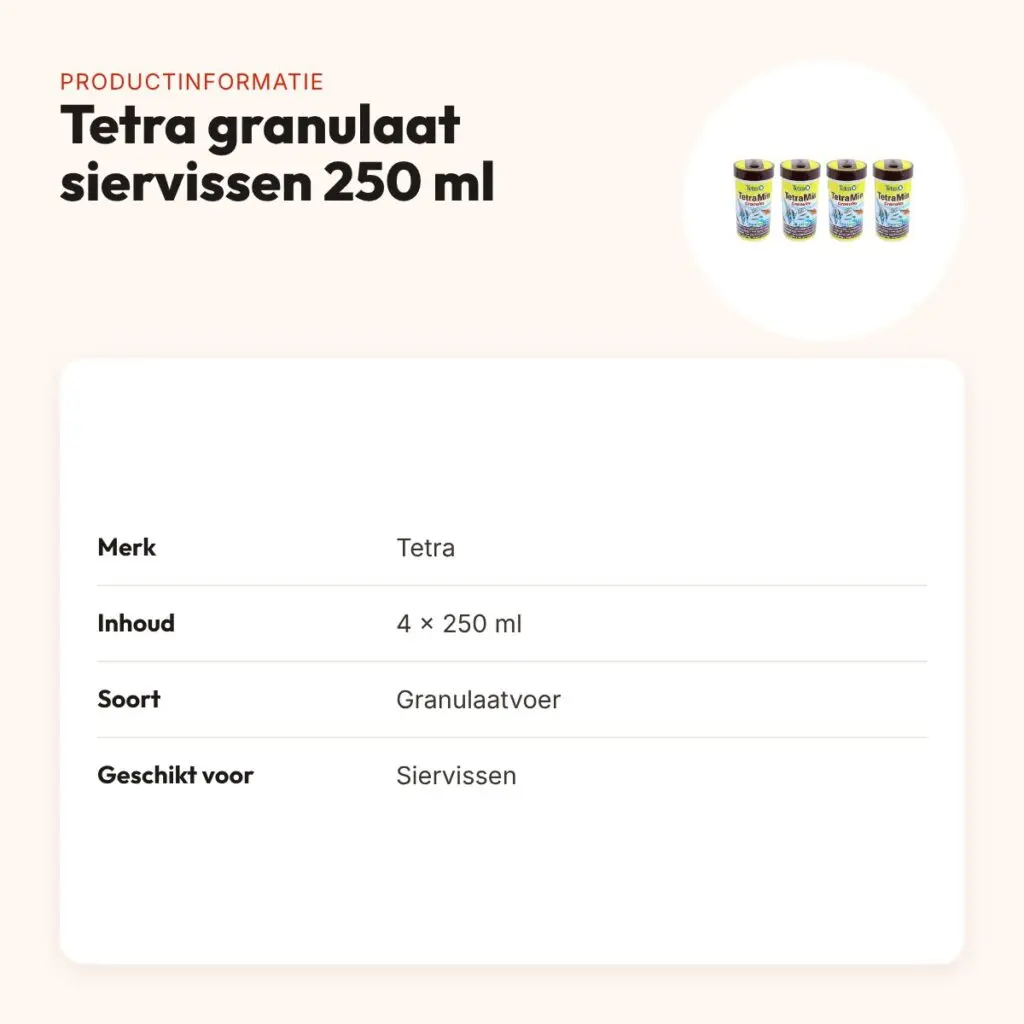 Tetra granulaat siervissen 250 ml – langzaam zinkend, multipack 4 stuks – productinformatie