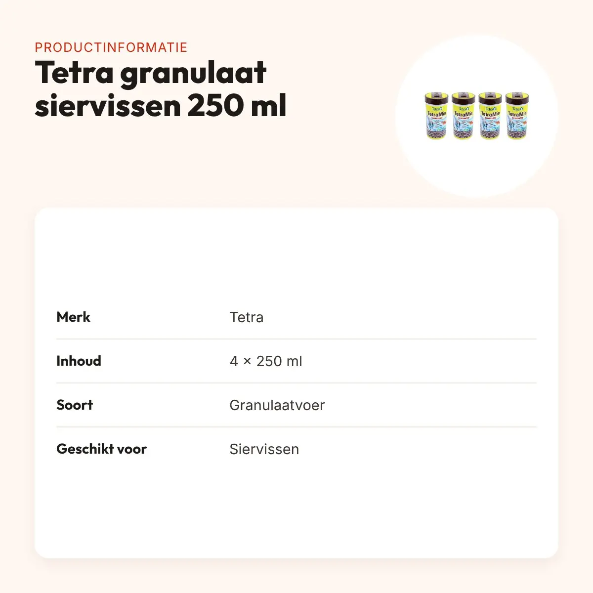 Tetra granulaat siervissen 250 ml – langzaam zinkend, multipack 4 stuks – productinformatie