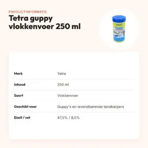 Tetra guppy visvoer vlokken 250 ml – natuurlijke kleurversterkers – productinformatie