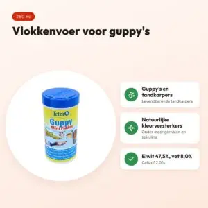Tetra guppy visvoer vlokken 250 ml – natuurlijke kleurversterkers – voordelen