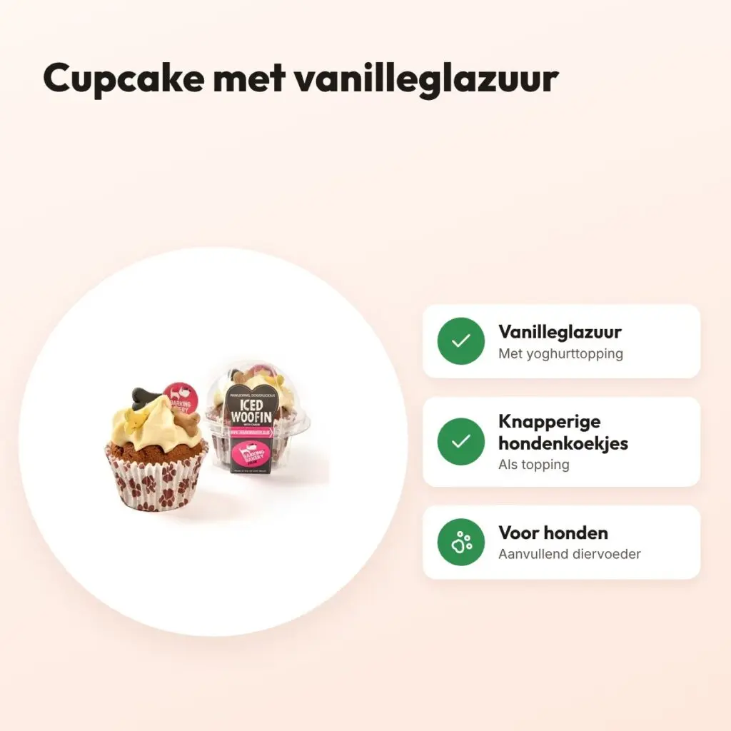 The Barking Bakery Vanilla Woofin vanille glazuur – cupcake hondensnack – voordelen