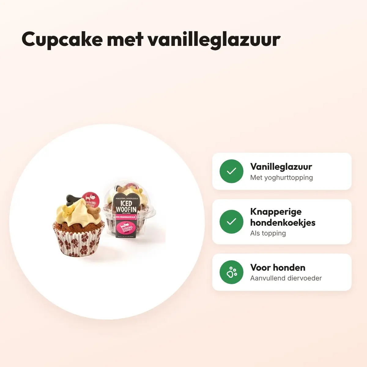 The Barking Bakery Vanilla Woofin vanille glazuur – cupcake hondensnack – voordelen