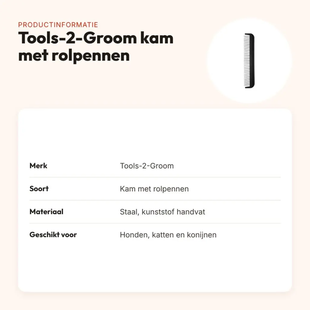 Tools-2-Groom kam met rolpennen – stalen pennen – productinformatie