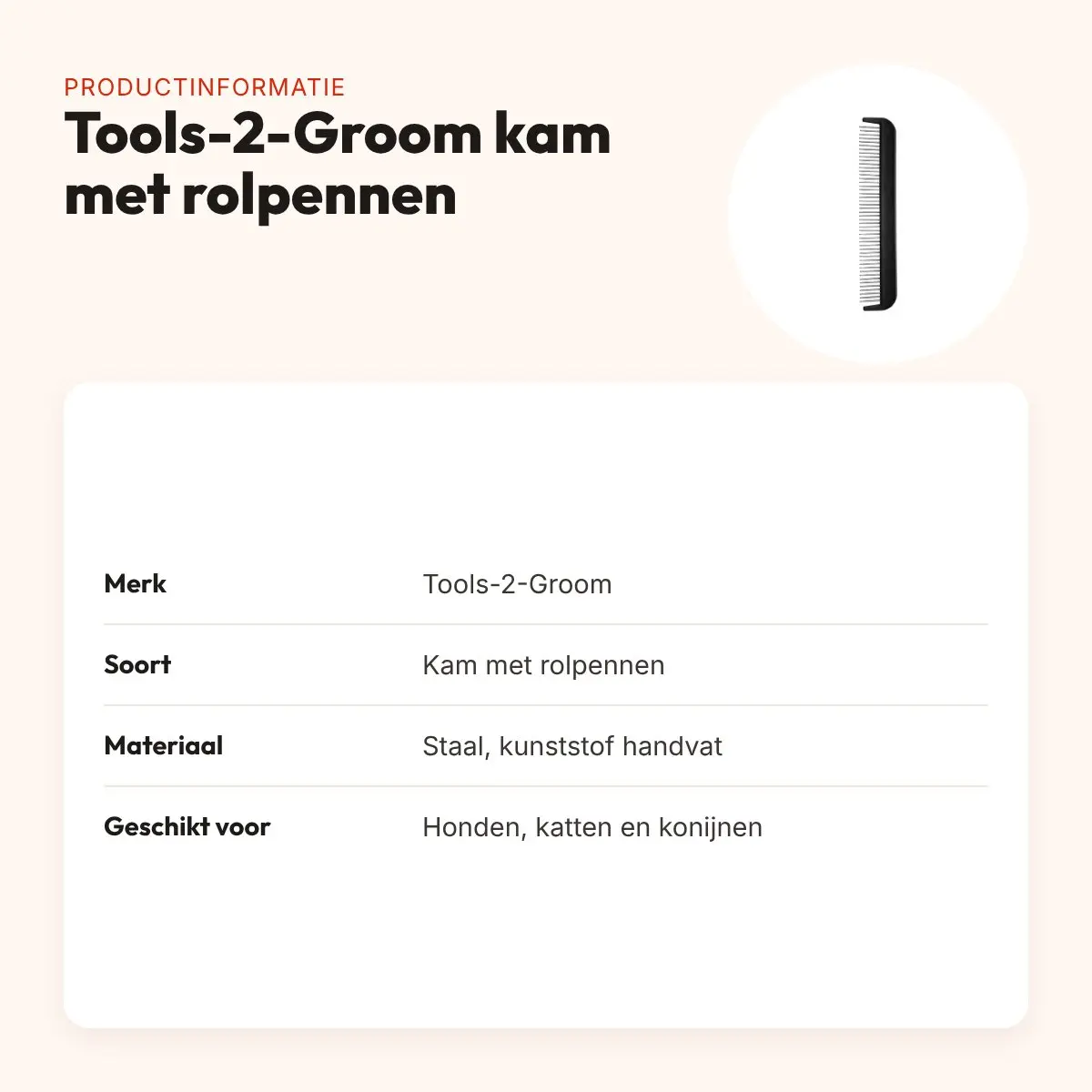 Tools-2-Groom kam met rolpennen – stalen pennen – productinformatie