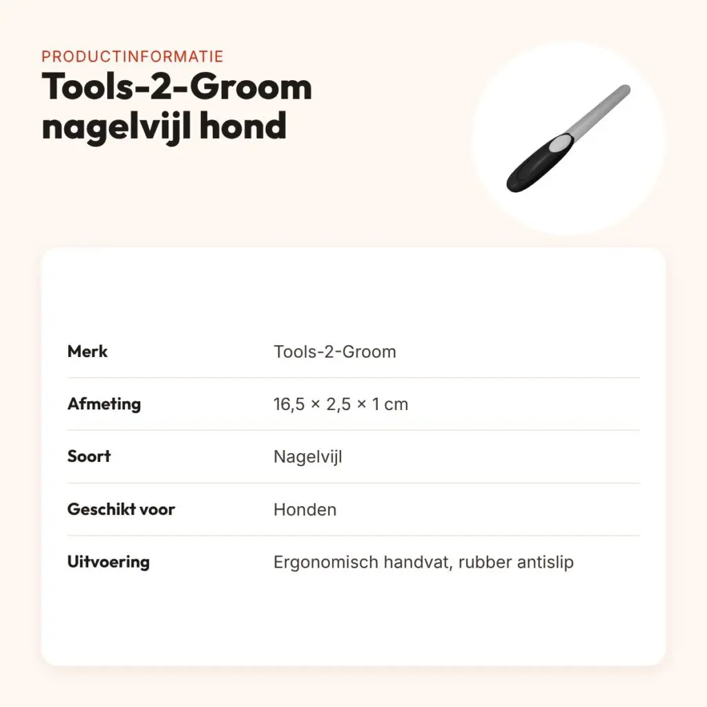 Tools-2-Groom nagelvijl voor honden 16,5 x 2,5 x 1 cm – ergonomisch – productinformatie