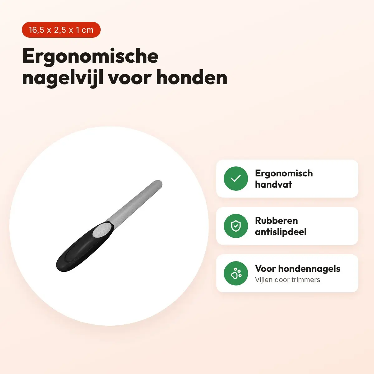 Tools-2-Groom nagelvijl voor honden 16,5 x 2,5 x 1 cm – ergonomisch – voordelen