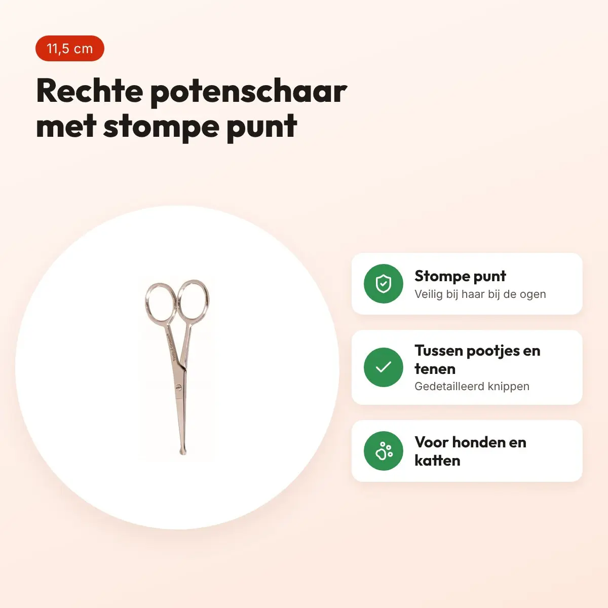 Tools-2-Groom potenschaar recht 4,5 inch (11,5 cm) – stompe punt – voordelen