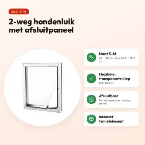 Trixie 2-weg hondenluik wit S-M 30 x 36 cm – kunststof, vergrendelbaar – voordelen