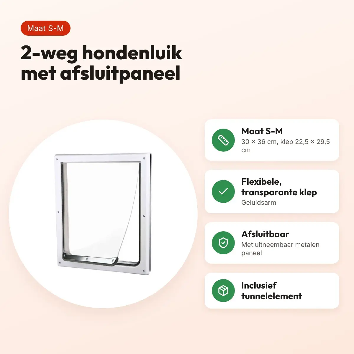 Trixie 2-weg hondenluik wit S-M 30 x 36 cm – kunststof, vergrendelbaar – voordelen