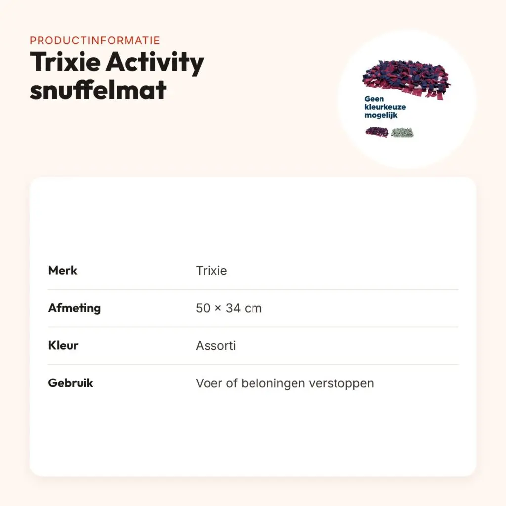 Trixie Activity snuffelmat 50 x 34 cm – assorti kleuren – productinformatie