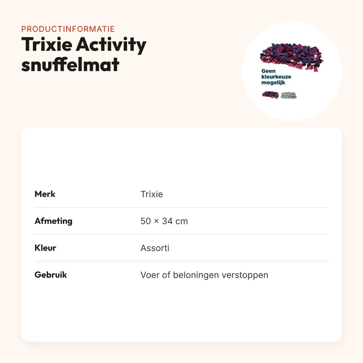 Trixie Activity snuffelmat 50 x 34 cm – assorti kleuren – productinformatie