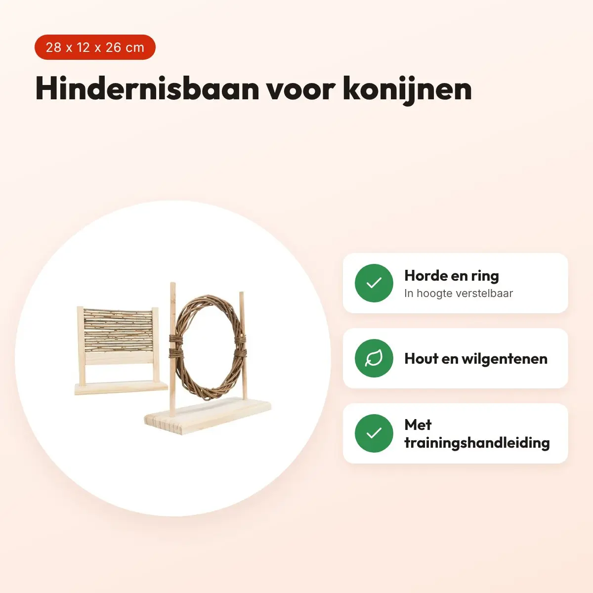 Trixie agility set konijn 28 x 12 x 26 cm – horde met ring – voordelen