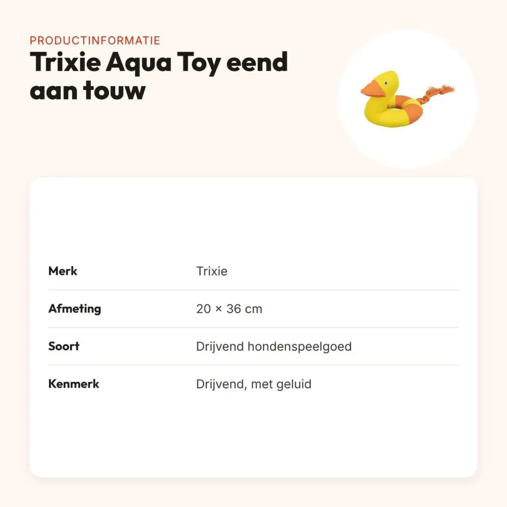 Trixie Aqua Toy eend aan touw 20 x 36 cm – drijvend, met geluid – productinformatie