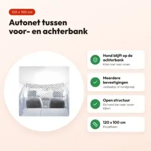 Trixie autonet zwart 120 x 100 cm – scheiding tussen voor- en achterbank – voordelen