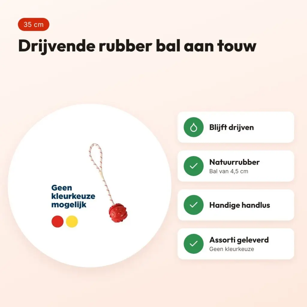 Trixie bal aan touw natuurrubber 4,5 cm – drijvend, assorti – voordelen