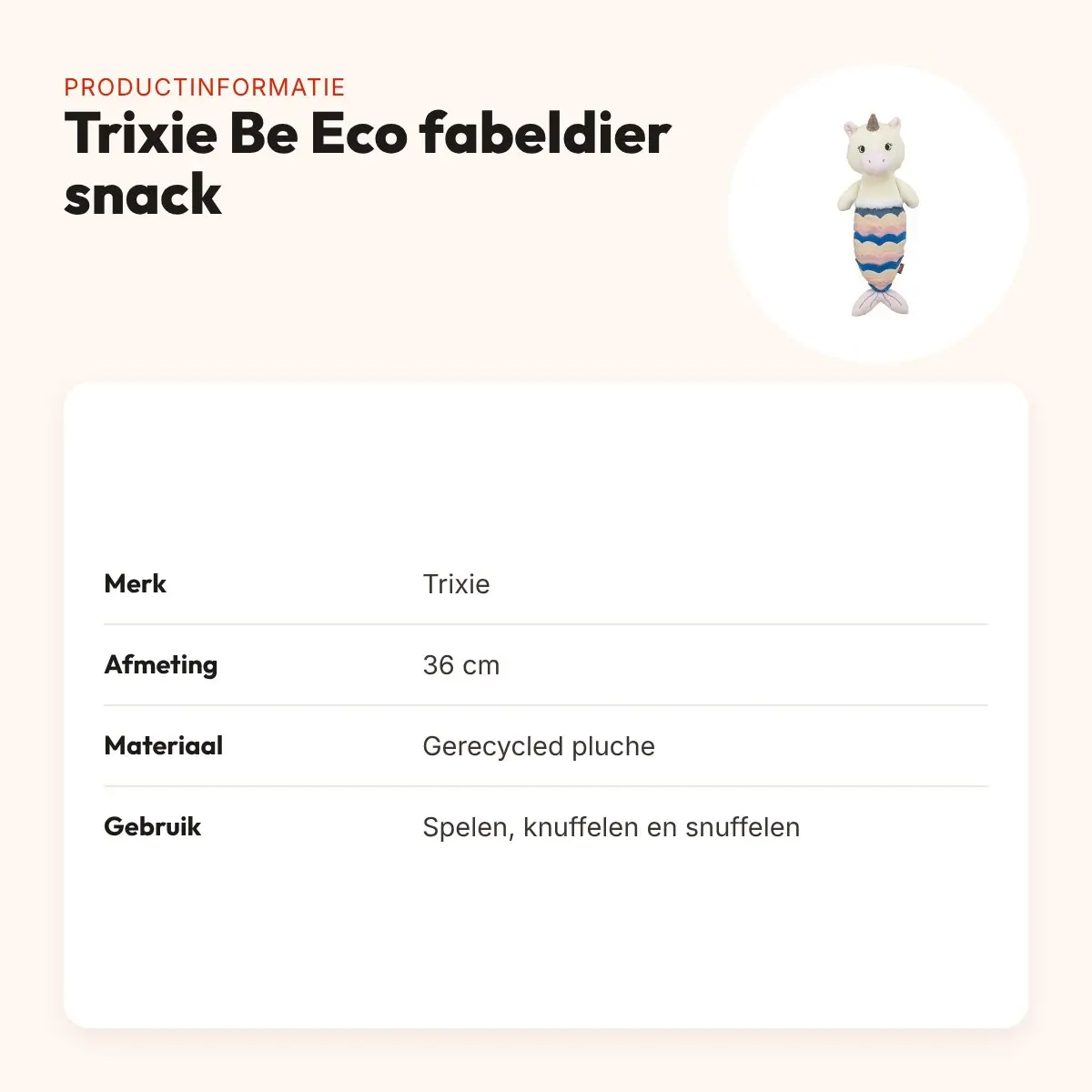 Trixie Be Eco fabeldier snack gerecycled pluche 36 cm – hondenspeeltje – productinformatie