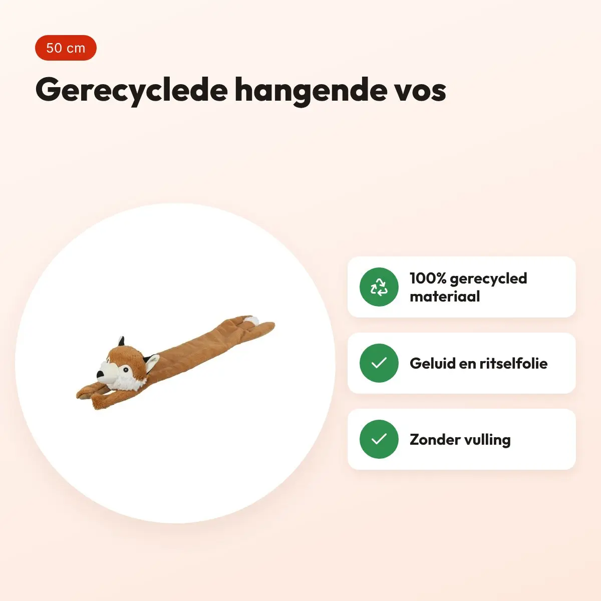 Trixie Be Eco hangende vos 50 cm – hondenspeelgoed met geluid en folie – voordelen