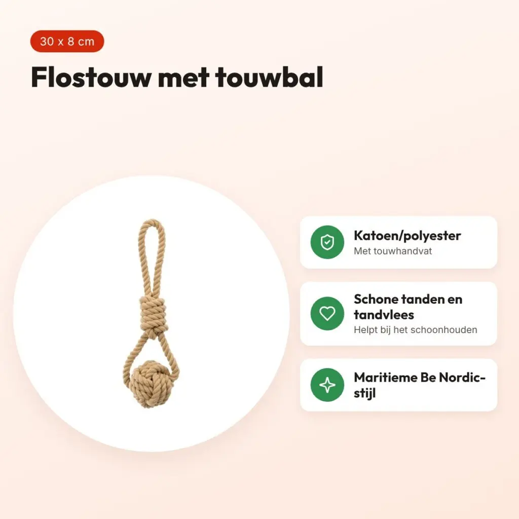 Trixie Be Nordic flostouw met touwbal 30 x 8 cm – hondenspeelgoed – voordelen