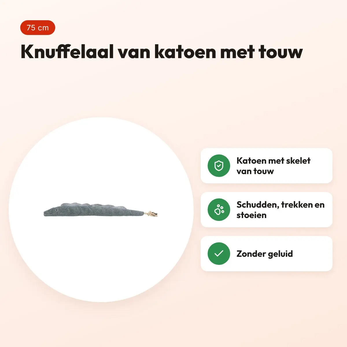 Trixie Be Nordic hondenknuffel aal Karl grijs 75 cm – katoen met touw – voordelen