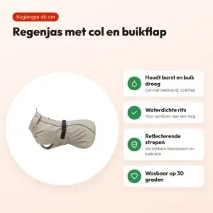 Trixie Be Nordic regenjas Husum zand 40 cm – met col en buikflap – voordelen