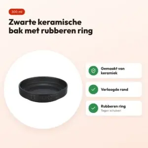 Trixie Be Nordic voerbak kat keramiek/rubber zwart 300 ml 16 cm – voordelen