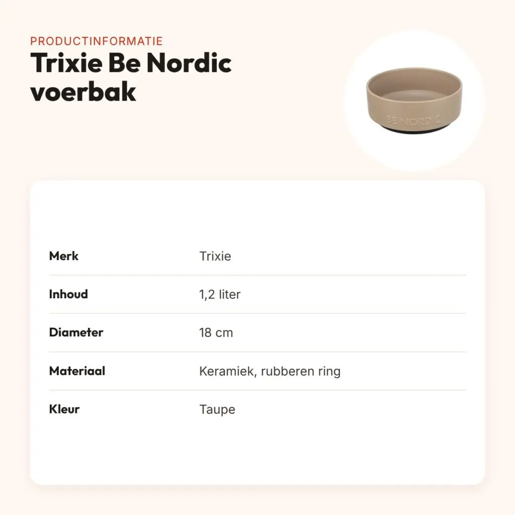 Trixie Be Nordic voerbak keramiek/rubber taupe 1,2 liter 18 cm – productinformatie