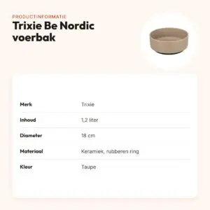 Trixie Be Nordic voerbak keramiek/rubber taupe 1,2 liter 18 cm – productinformatie