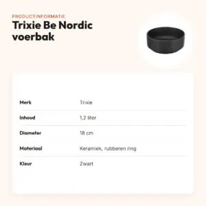 Trixie Be Nordic voerbak keramiek/rubber zwart 1,2 liter 18 cm – productinformatie