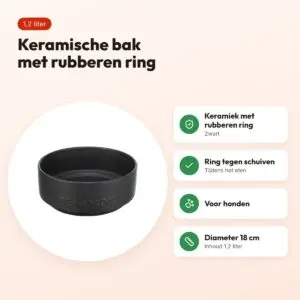 Trixie Be Nordic voerbak keramiek/rubber zwart 1,2 liter 18 cm – voordelen
