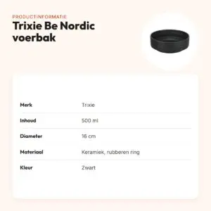 Trixie Be Nordic voerbak keramiek/rubber zwart 500 ml 16 cm – voor honden – productinformatie