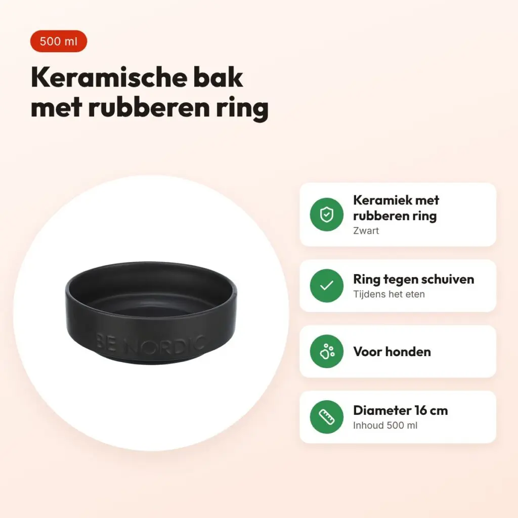 Trixie Be Nordic voerbak keramiek/rubber zwart 500 ml 16 cm – voor honden – voordelen