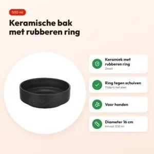 Trixie Be Nordic voerbak keramiek/rubber zwart 500 ml 16 cm – voor honden – voordelen