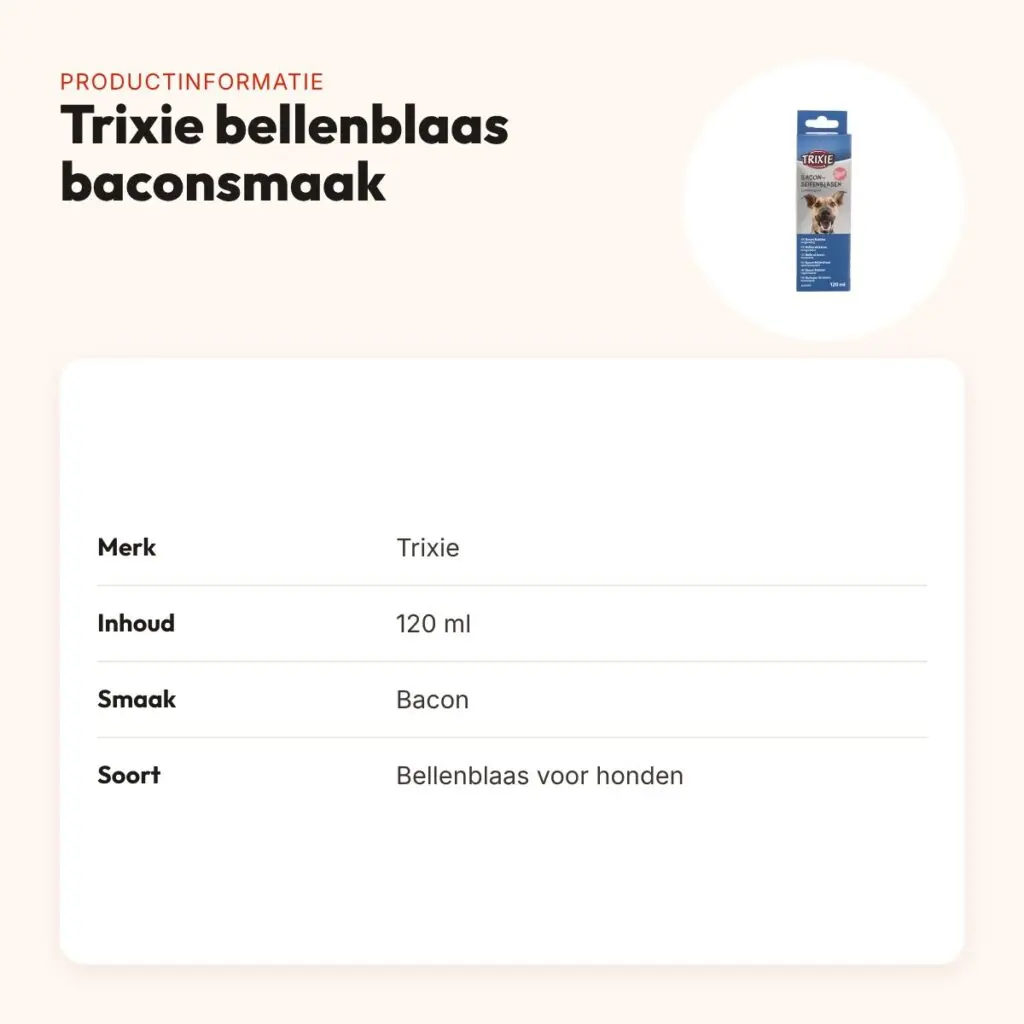 Trixie bellenblaas voor honden met baconsmaak 120 ml – productinformatie