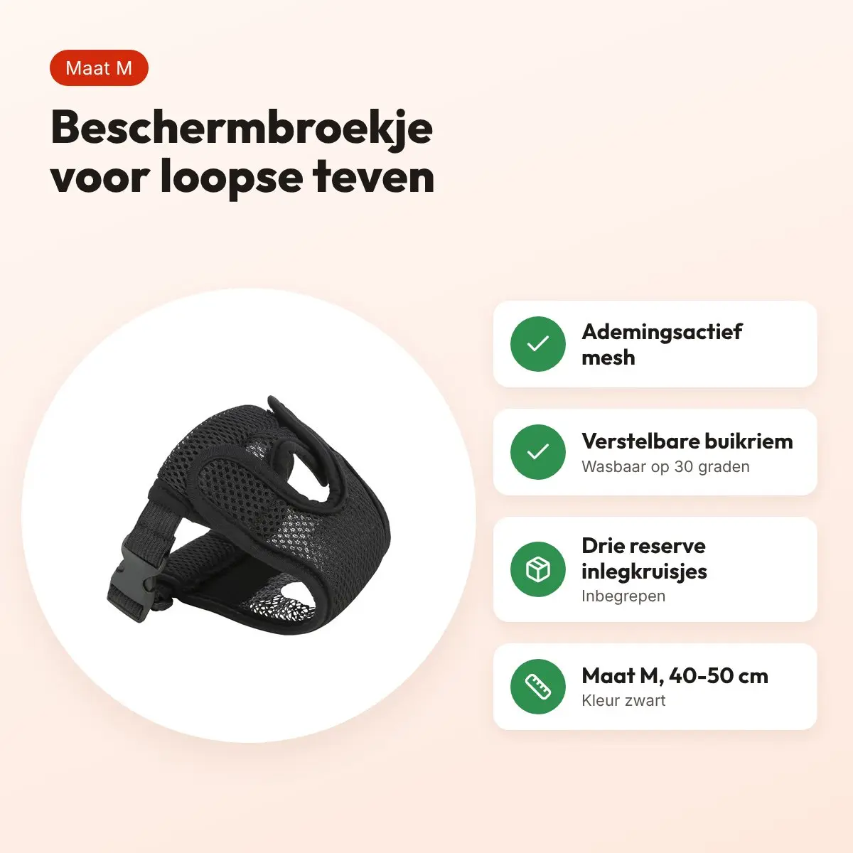 Trixie beschermbroekje Comfort mesh zwart M 40-50 cm – verstelbaar – voordelen