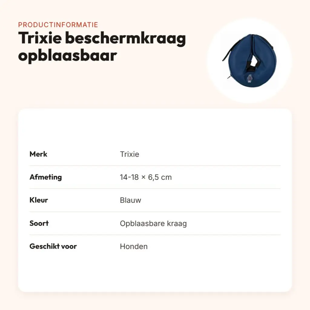 Trixie beschermkraag opblaasbaar blauw 14-18 x 6,5 cm – hond – productinformatie