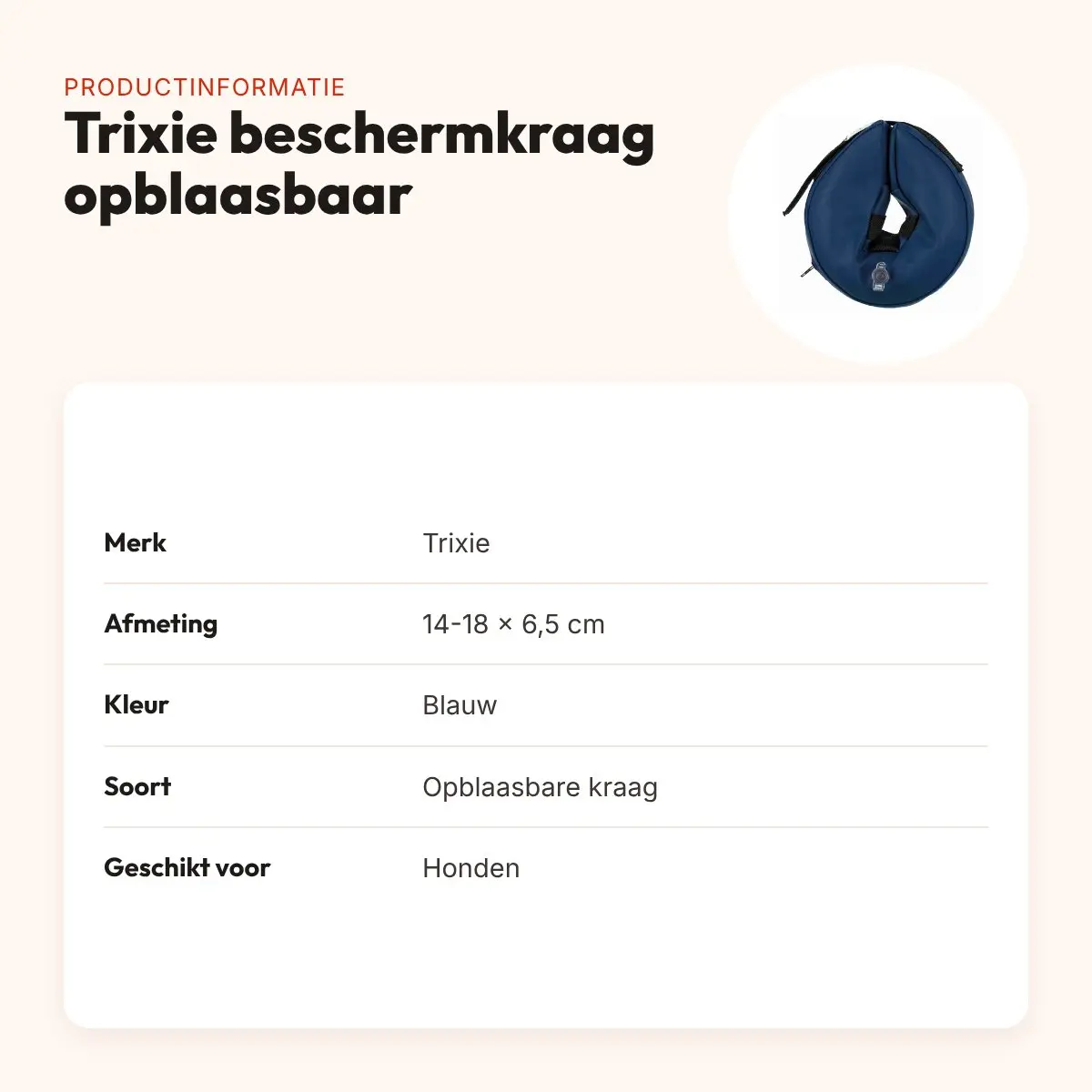 Trixie beschermkraag opblaasbaar blauw 14-18 x 6,5 cm – hond – productinformatie