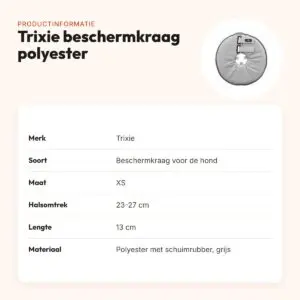 Trixie beschermkraag polyester/schuimrubber grijs XS 23-27 x 13 cm – productinformatie