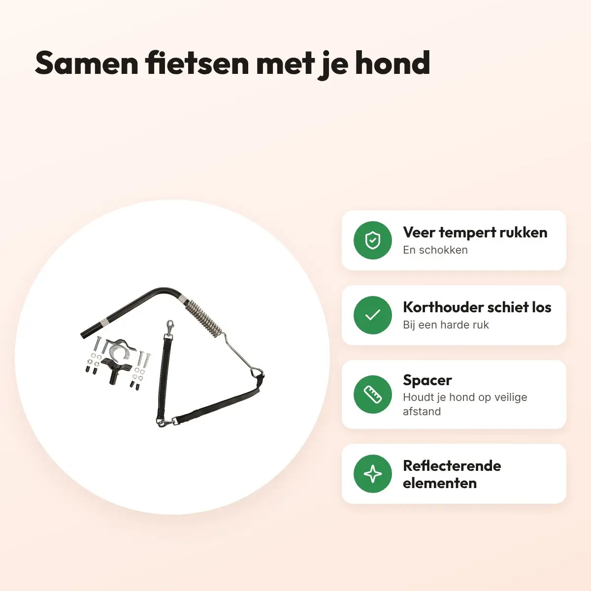 Trixie BikerSet fietsbeugel hond – met veer en afstandhouder – voordelen