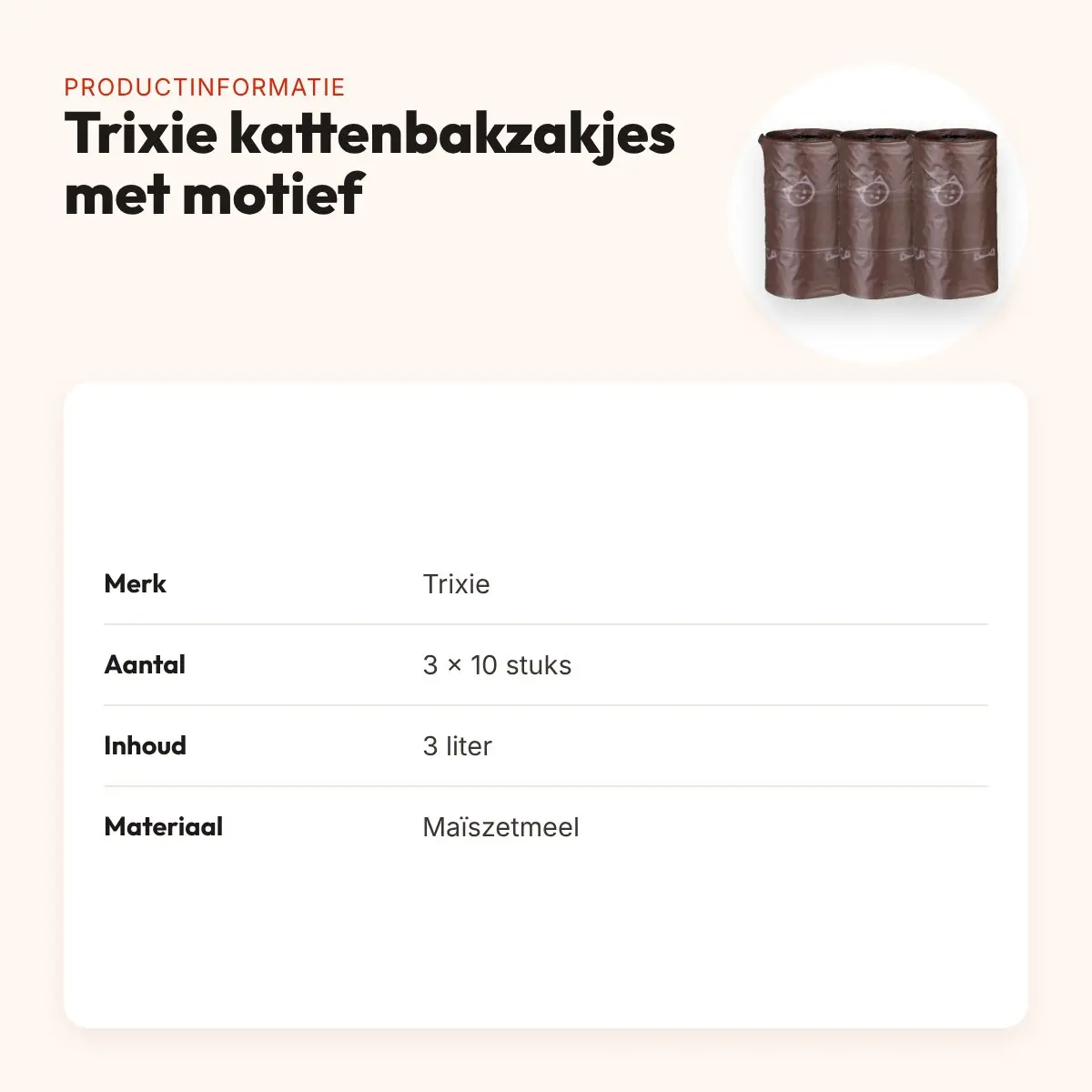 Trixie biologisch afbreekbare kattenbakzakjes met motief 3 x 10 stuks – productinformatie