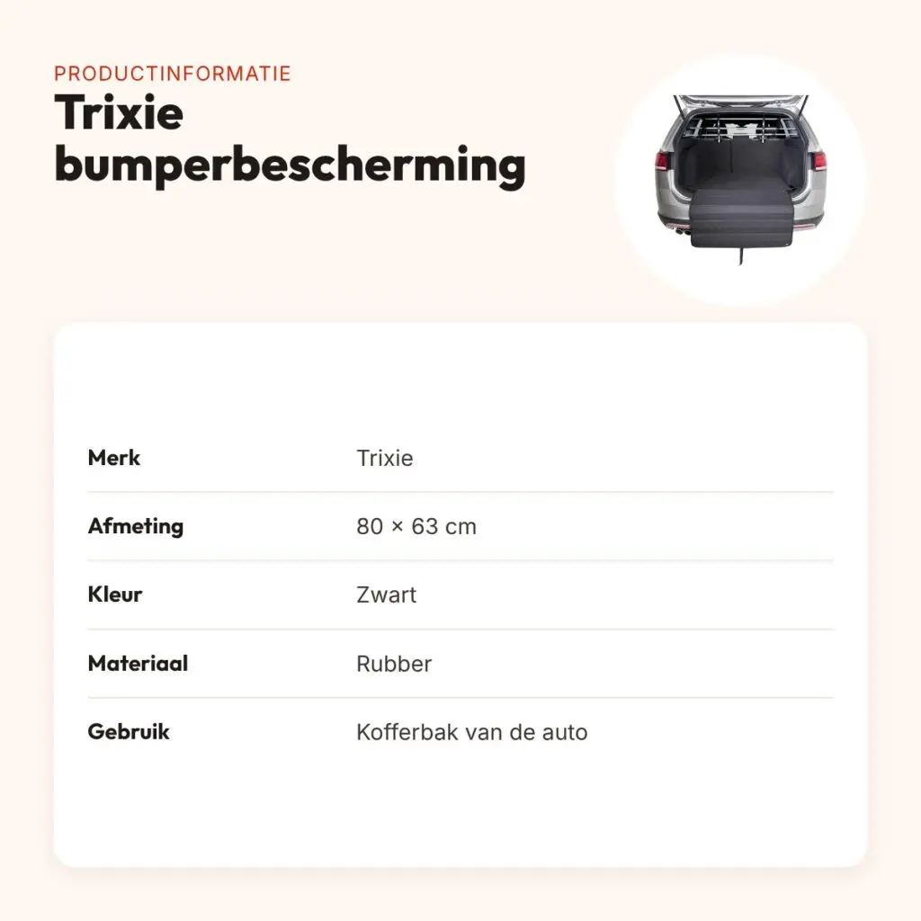 Trixie bumperbescherming opvouwbaar zwart 80 x 63 cm – voor kofferbak – productinformatie