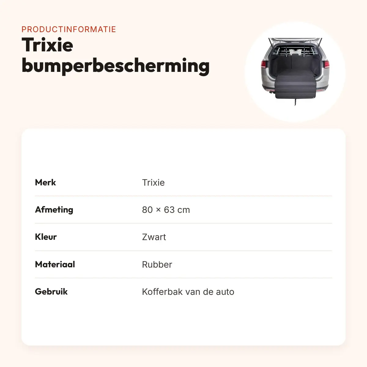 Trixie bumperbescherming opvouwbaar zwart 80 x 63 cm – voor kofferbak – productinformatie
