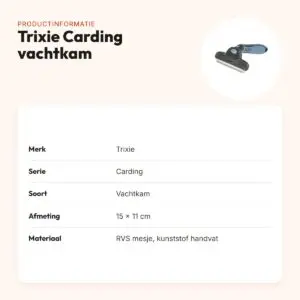 Trixie Carding vachtkam 15 x 11 cm – RVS-mesje, voor honden en paarden – productinformatie