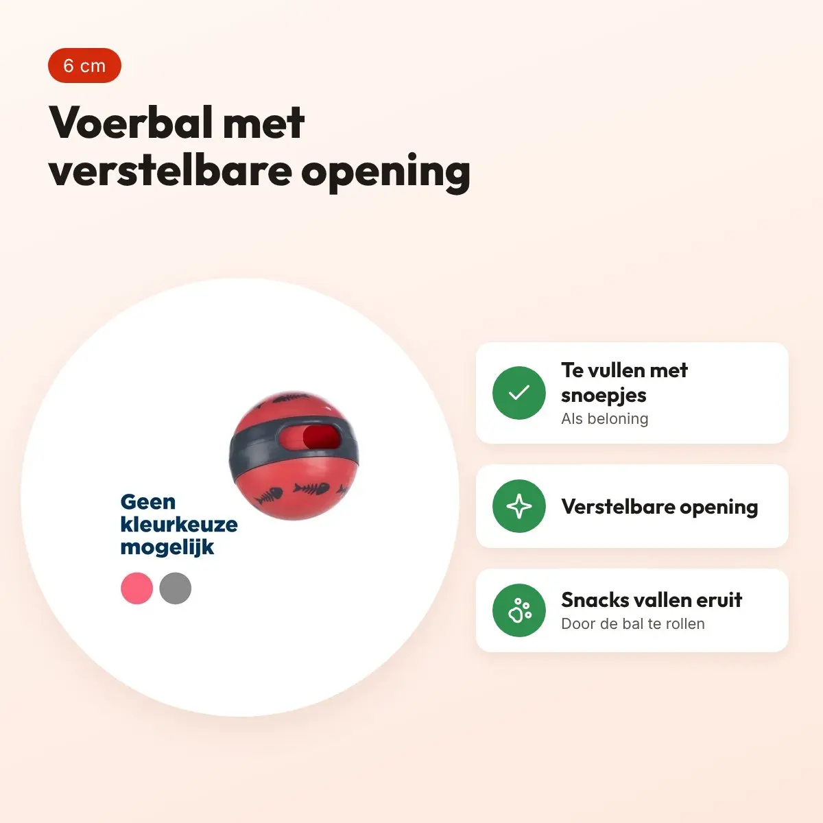 Trixie Cat Activity voerbal kat assorti 6 cm – verstelbare opening – voordelen