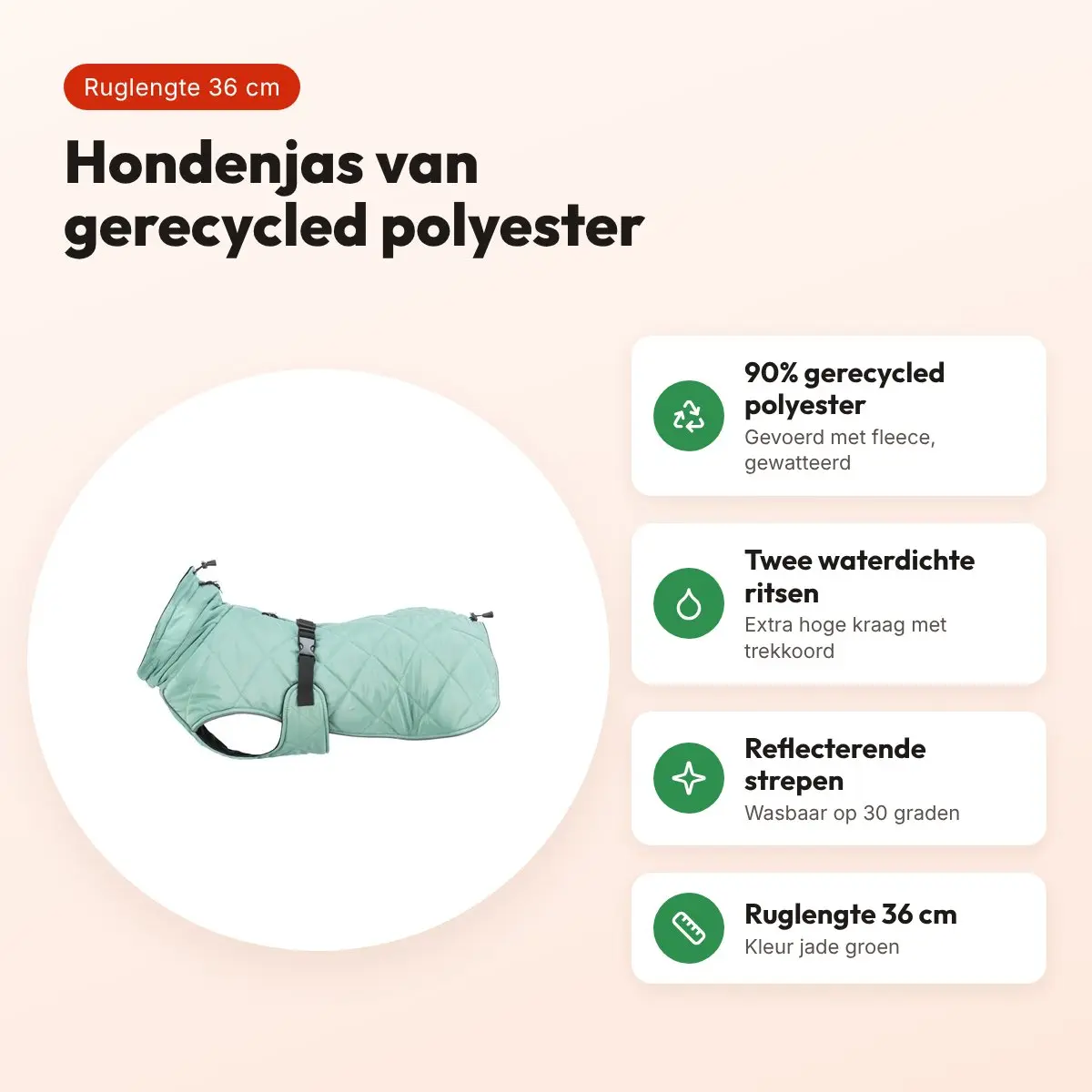 Trixie Citystyle Be Eco hondenjas Oslo jade groen 36 cm – gerecycled – voordelen