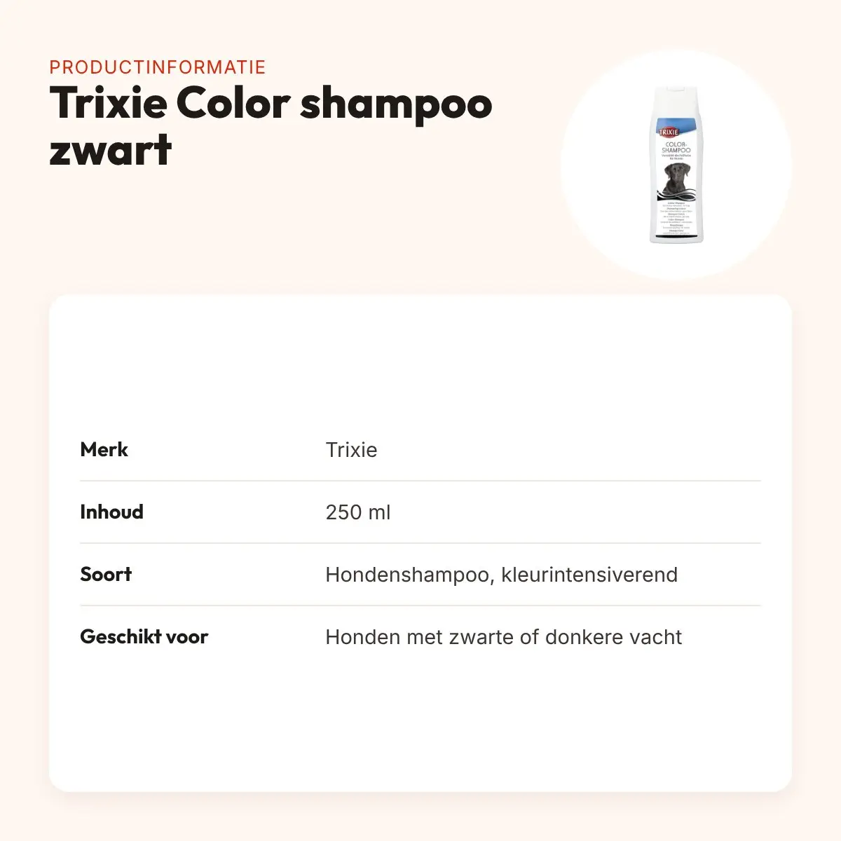 Trixie Color hondenshampoo zwart 250 ml – hydraterend – productinformatie