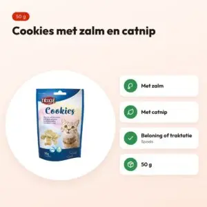 Trixie Cookies kattensnack zalm en catnip 50 g – voordelen