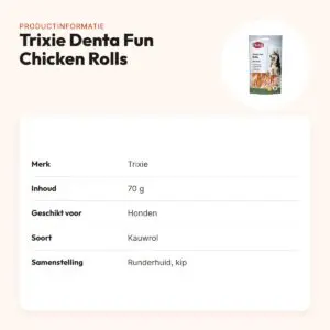 Trixie Denta Fun Chicken Chewing Rolls 70 g – runderhuid met kip – productinformatie