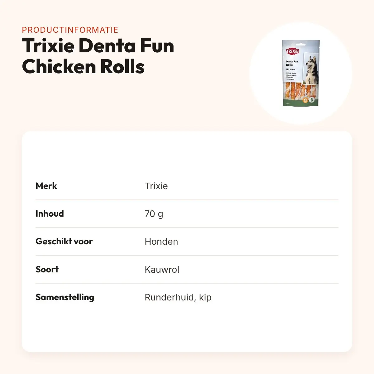 Trixie Denta Fun Chicken Chewing Rolls 70 g – runderhuid met kip – productinformatie